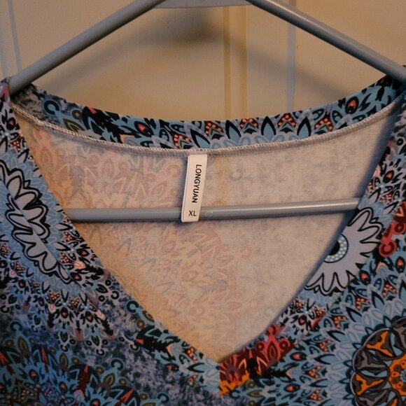 Longyuan Pretty Multicolor Lightweight Long Sleeved Pullover Top Misses XL - Picture 5 of 6